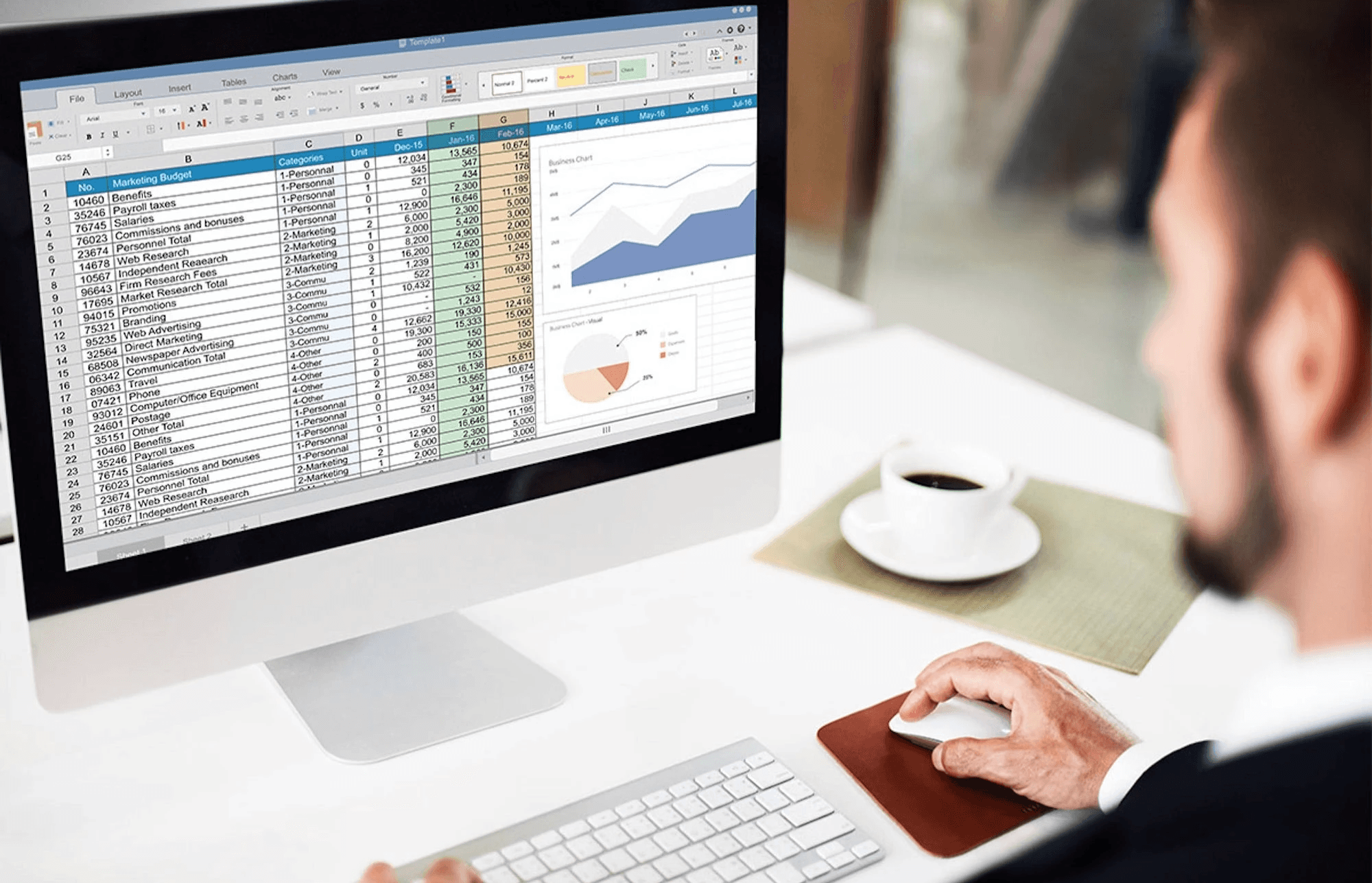 Man working on digital marketing spreadsheet - How to Use Apps Script in Google Sheets
