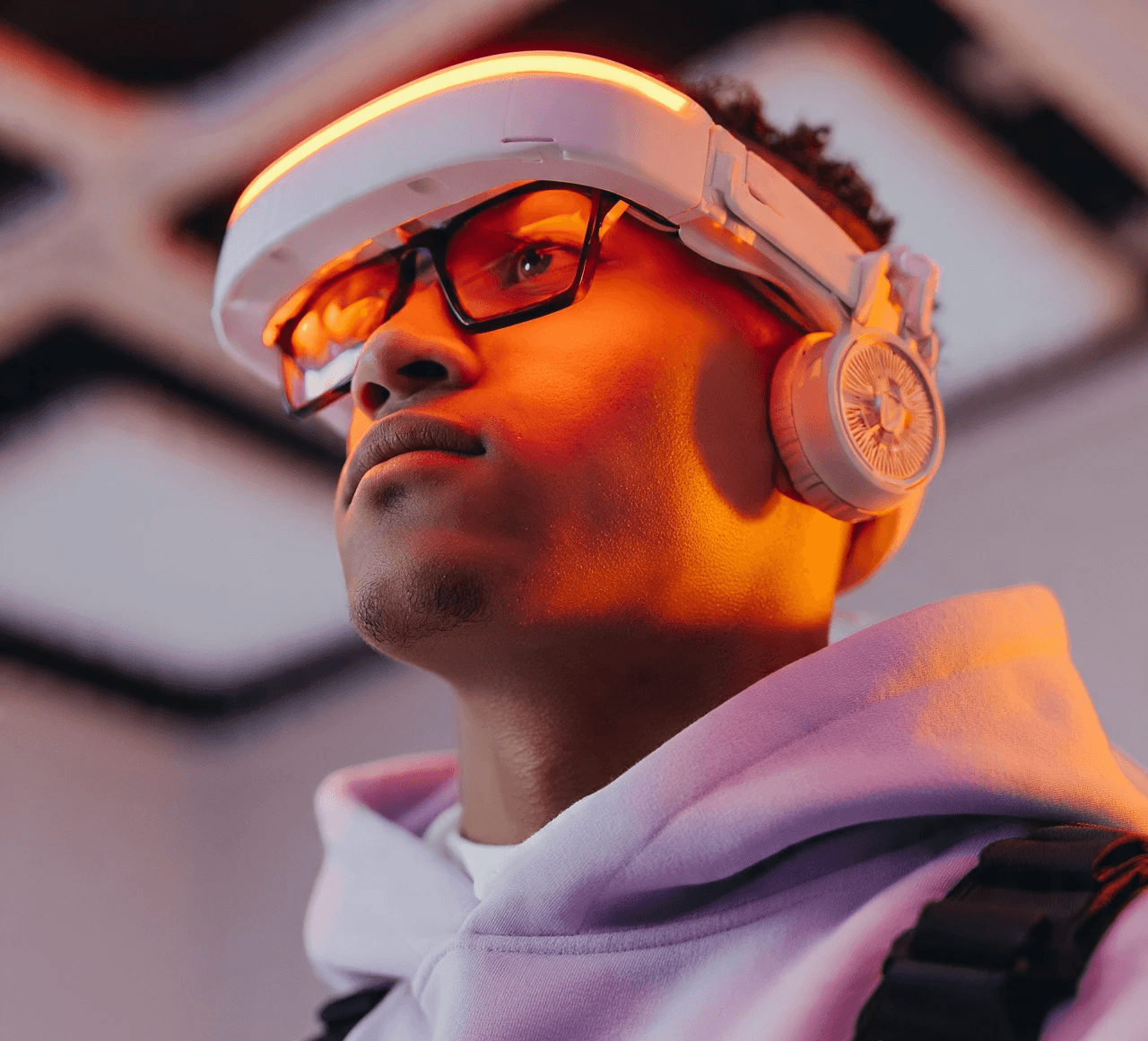 Person wearing VR Box