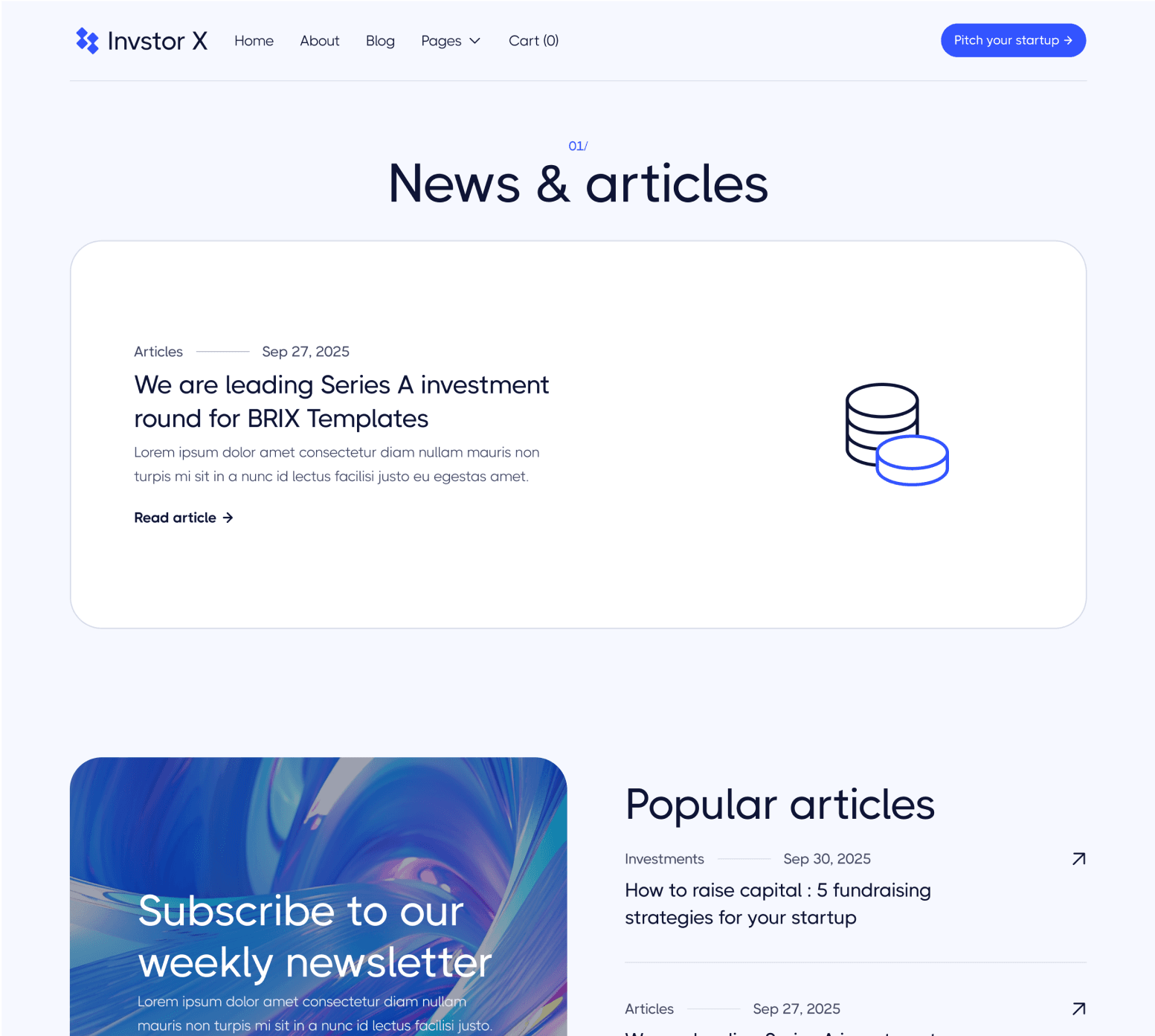 Invstor X - Blog V2 Main Page - Investment Firm Framer Template