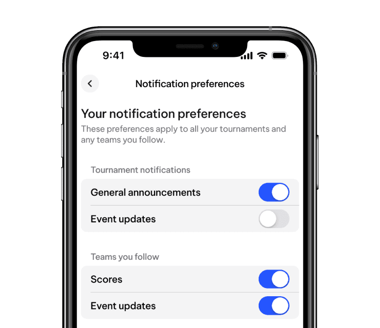 TeamLinkt's Tournament App Notification