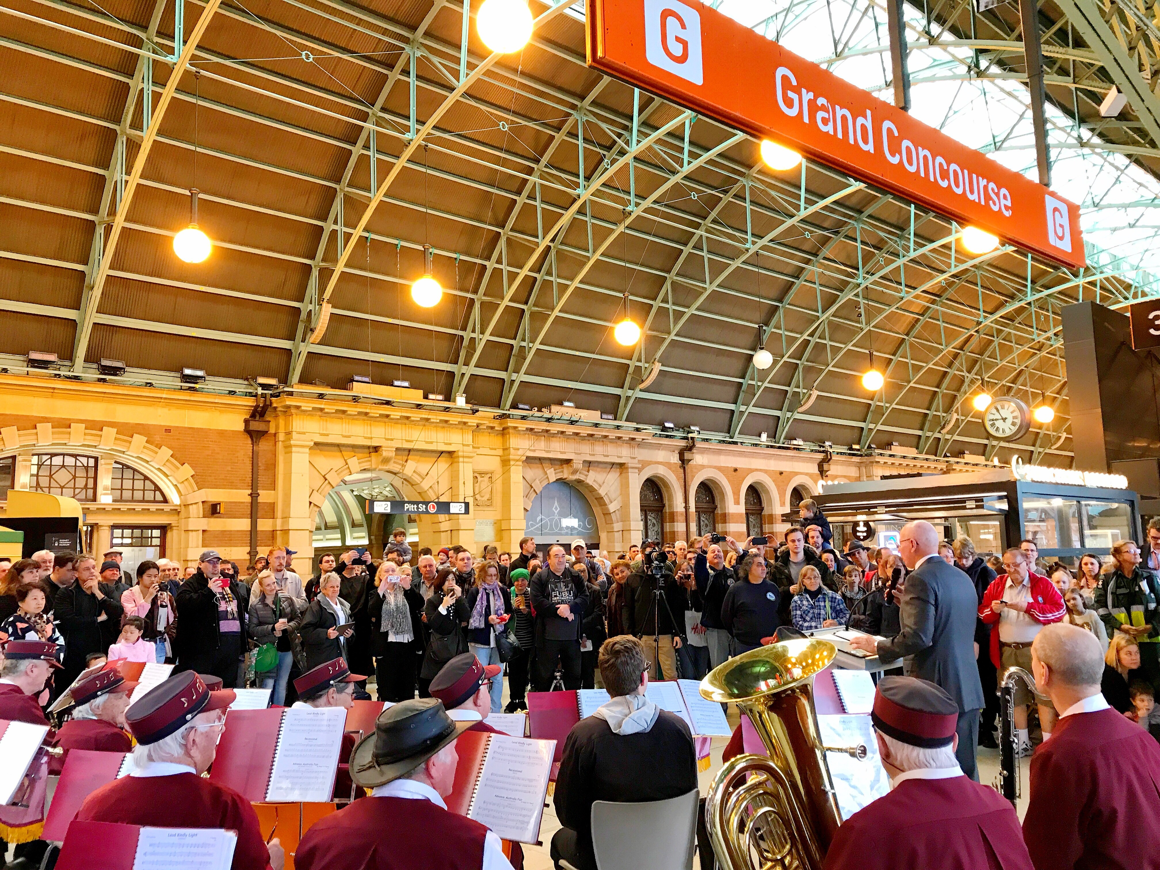 The NSW Governor His Excellency General The Honourable David Hurley AC DSC (Ret'd) launches the Transport Heritage Expo before a large crowd and accompanied by the NSW Railway Band on 9 June 2018. -David Bennett