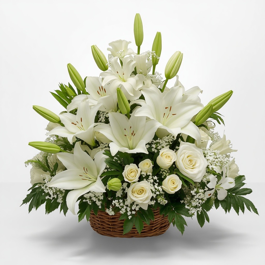 Graceful Serenity Basket – funeral sympathy floral arrangement, hand-delivered by local DMV florist | Our Legacy Thread™