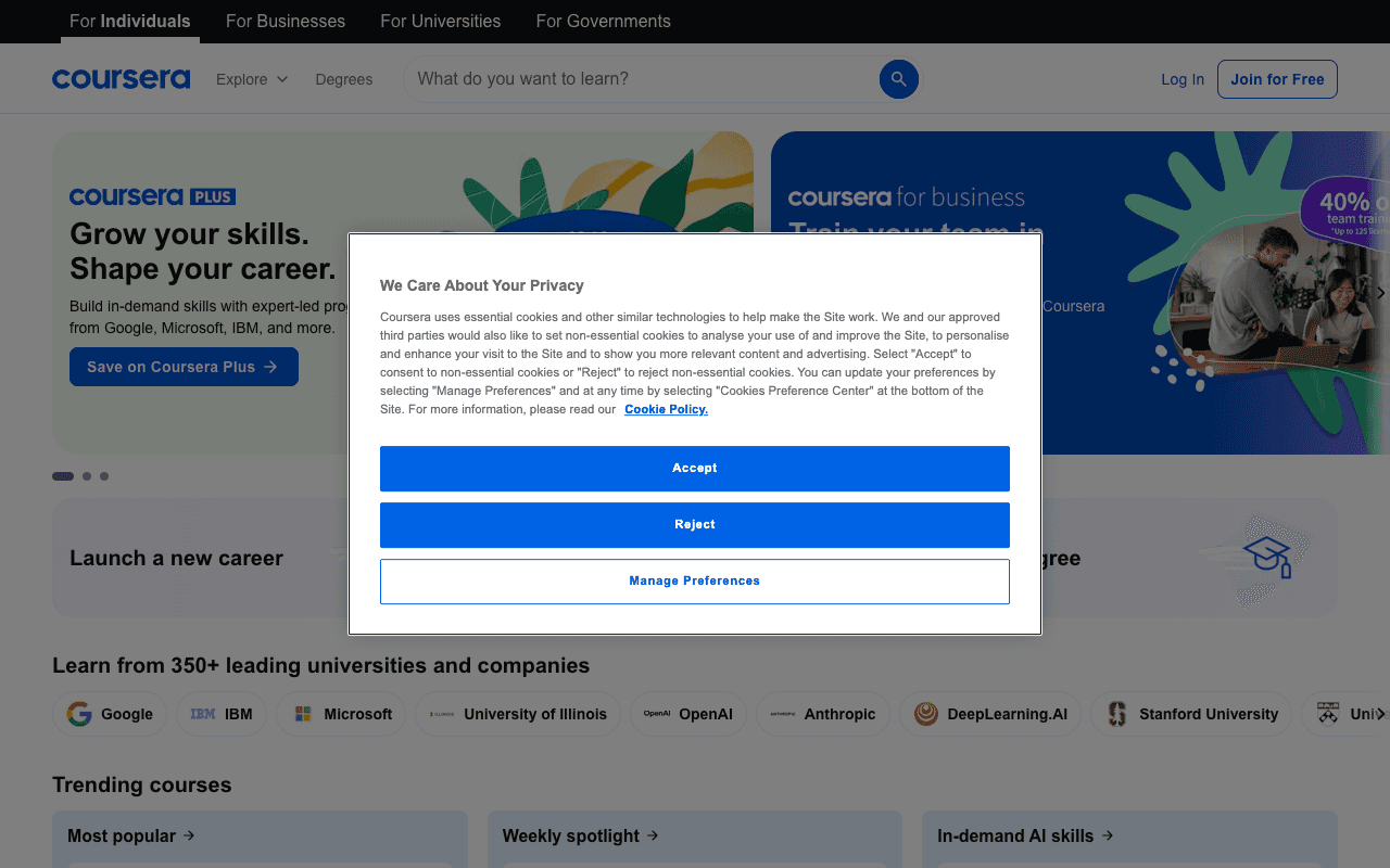 Coursera екранна снимка