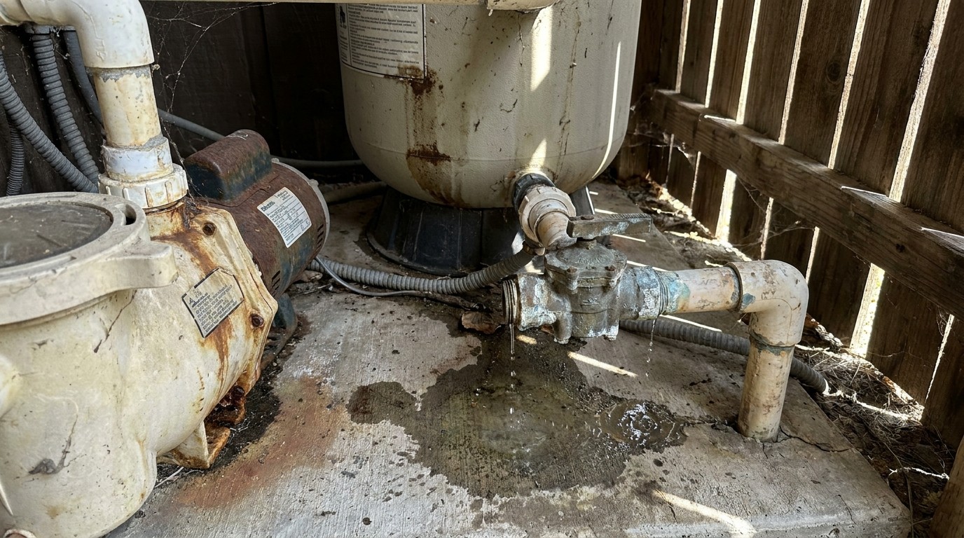 Residential pool drain before leak repair