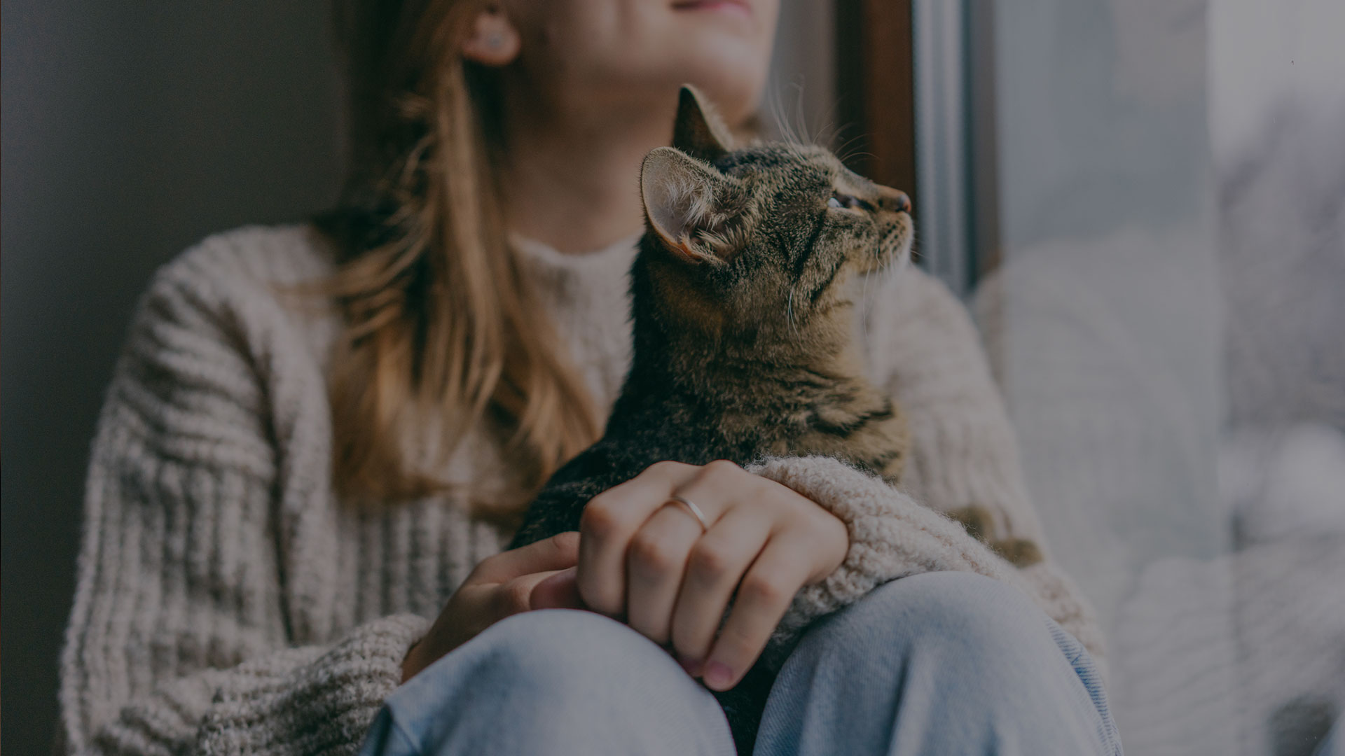A woman hugging a cat