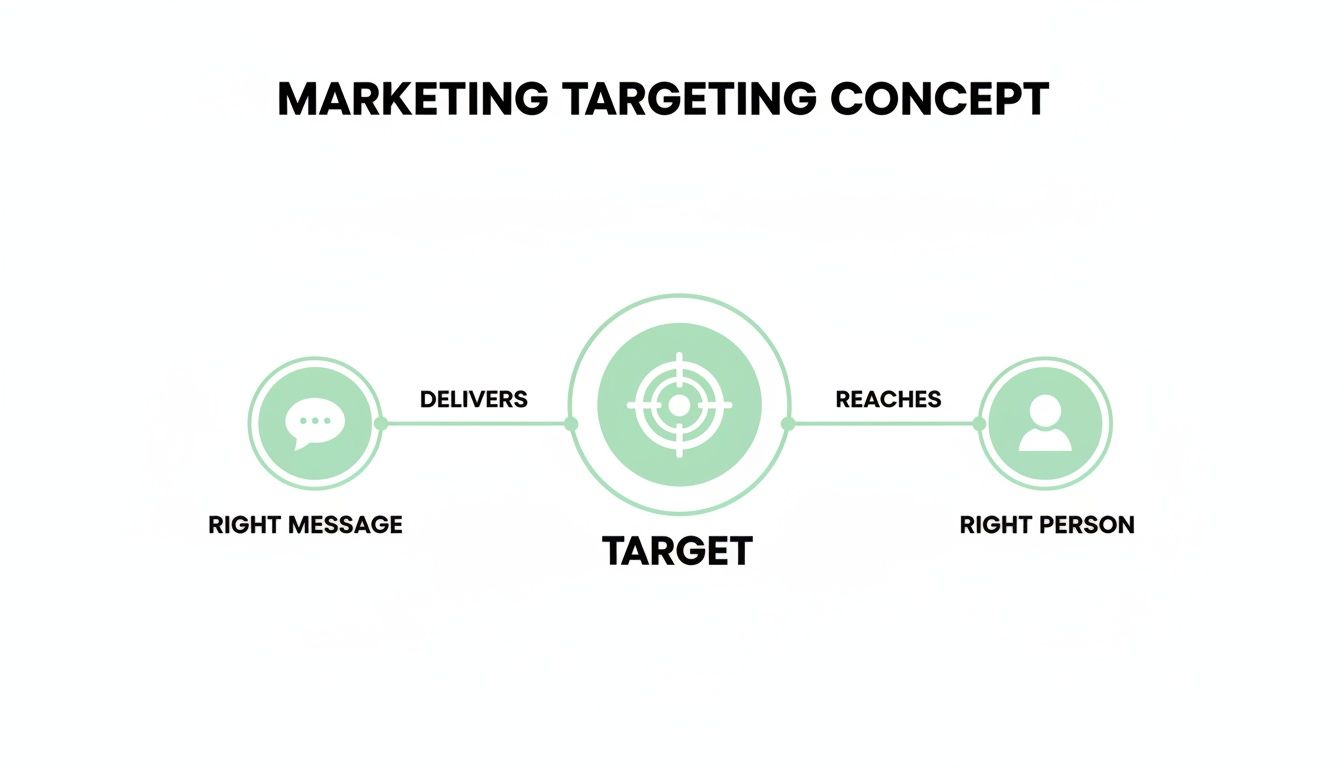 A diagram illustrating the marketing targeting concept: delivering the right message to the right person.