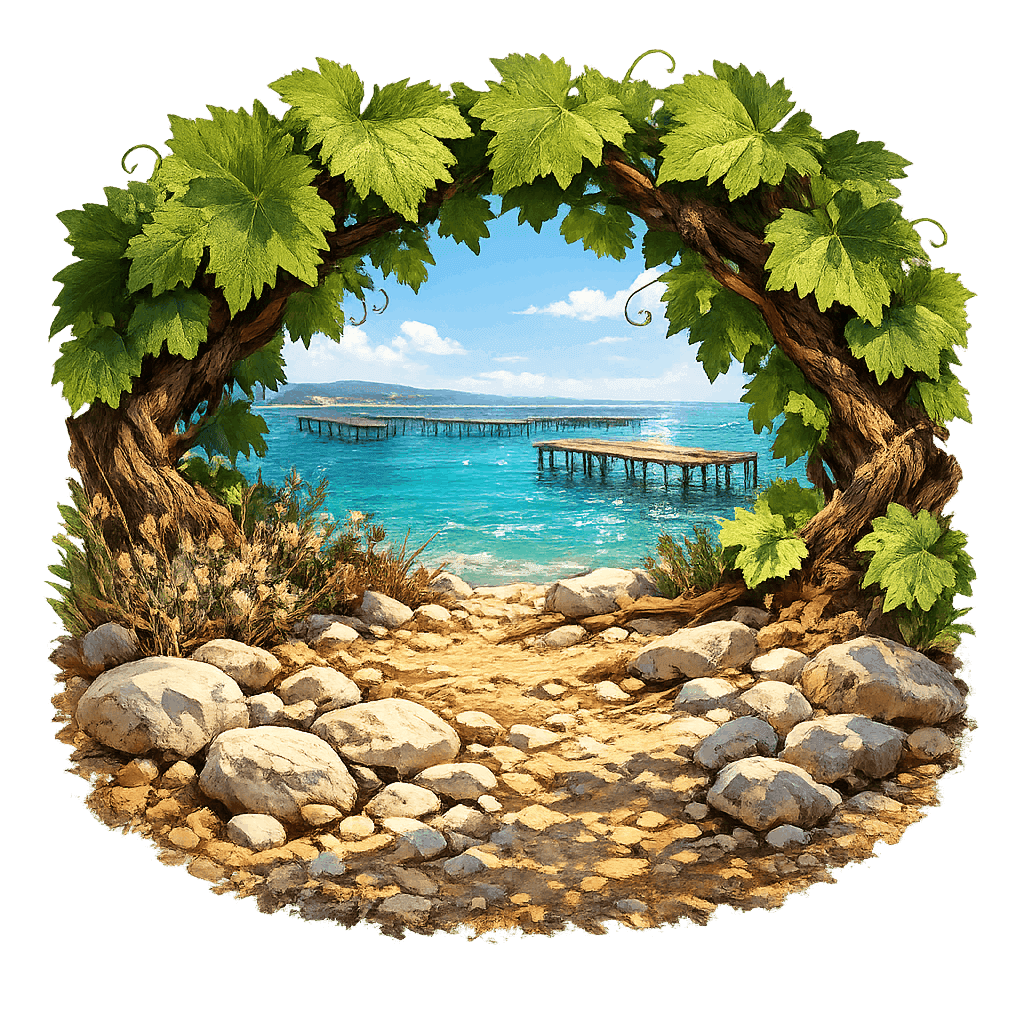 Detailed graphic of the Picpoul de Pinet wine region.