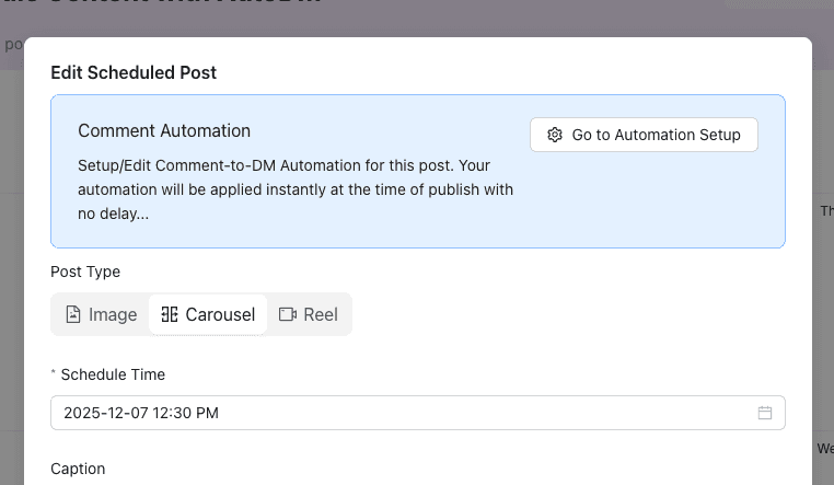 InstantDM Schedule Post with Comment Automation
