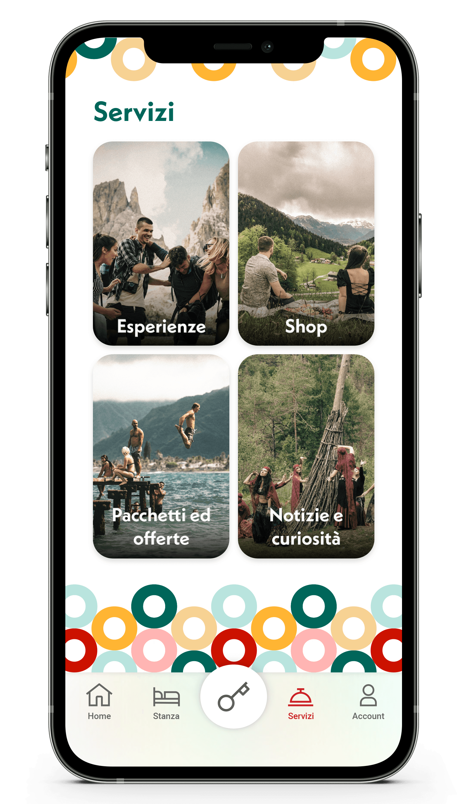 Schermata app, servizi