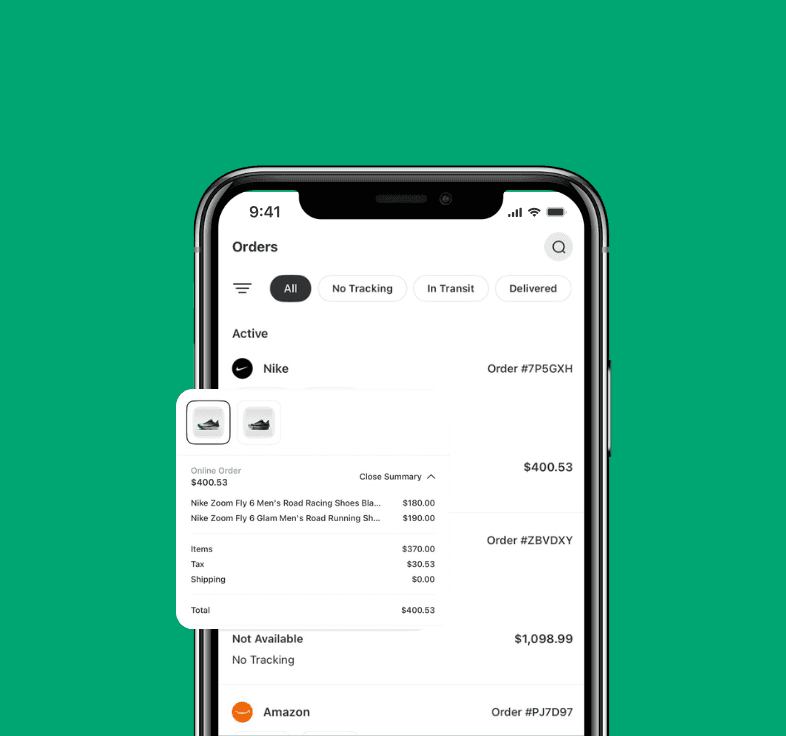 Track all your orders and packages across all stores in the Kubby app. Powered by AI