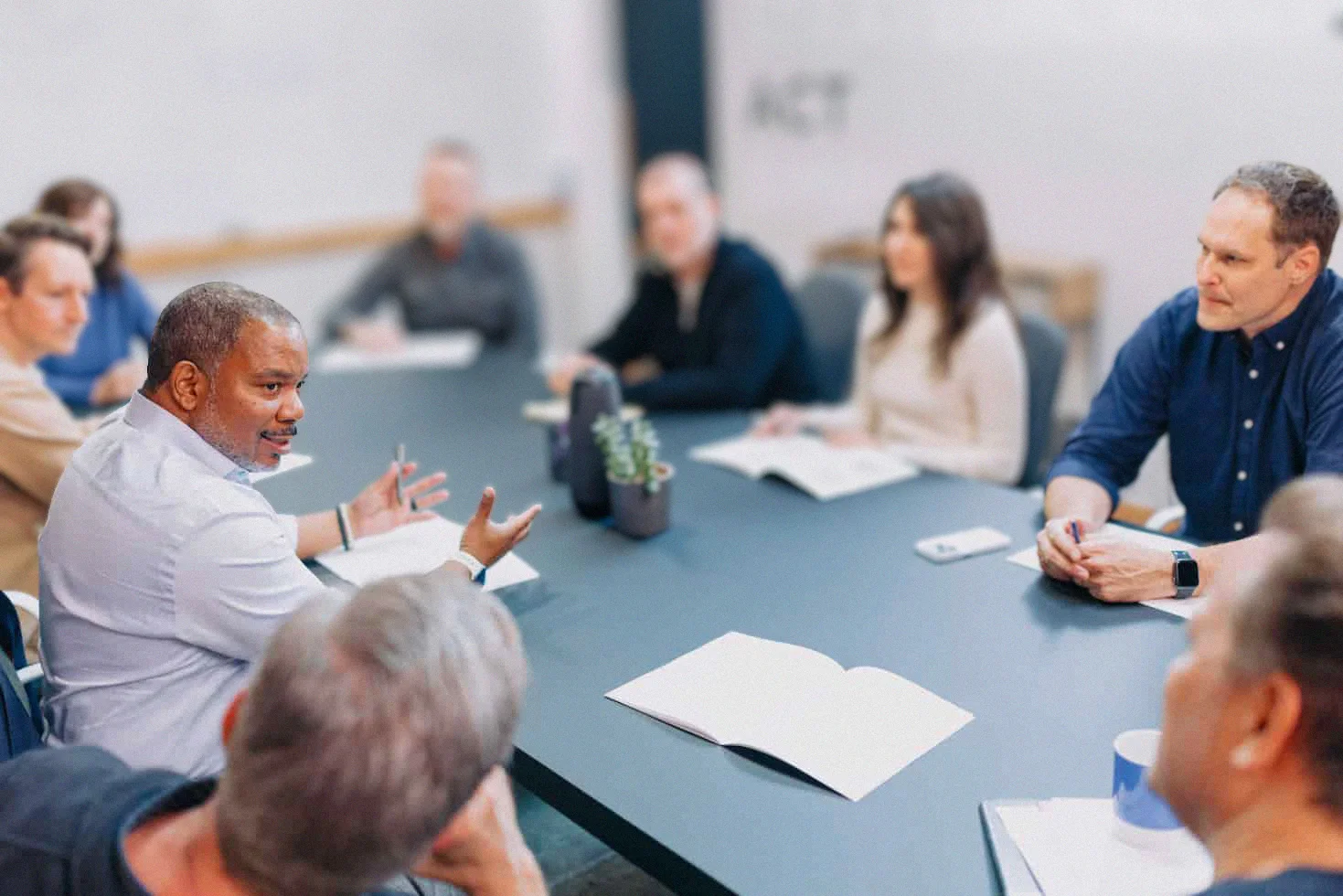 A strategic consulting team meeting with a church