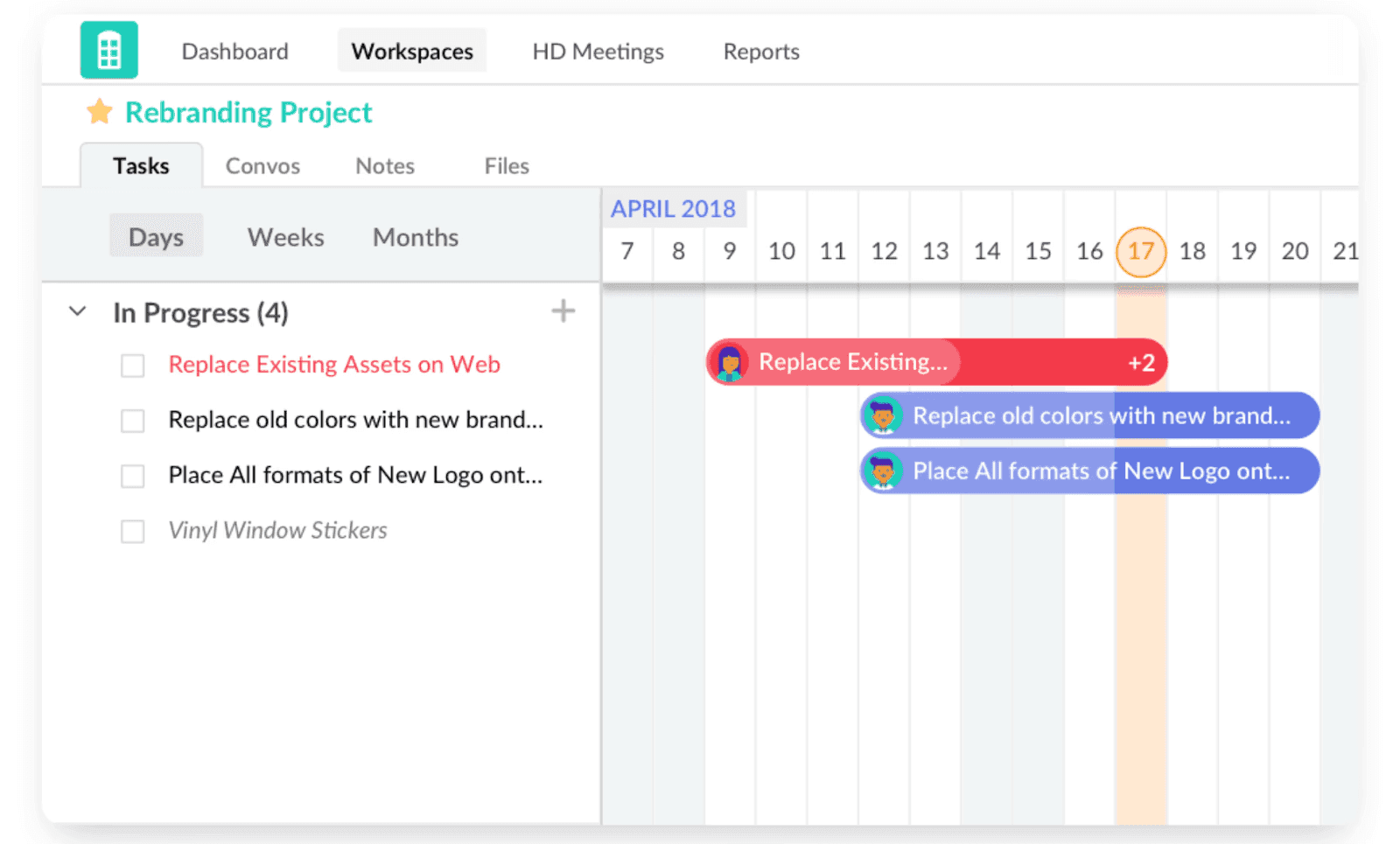 Interface of RedBooth