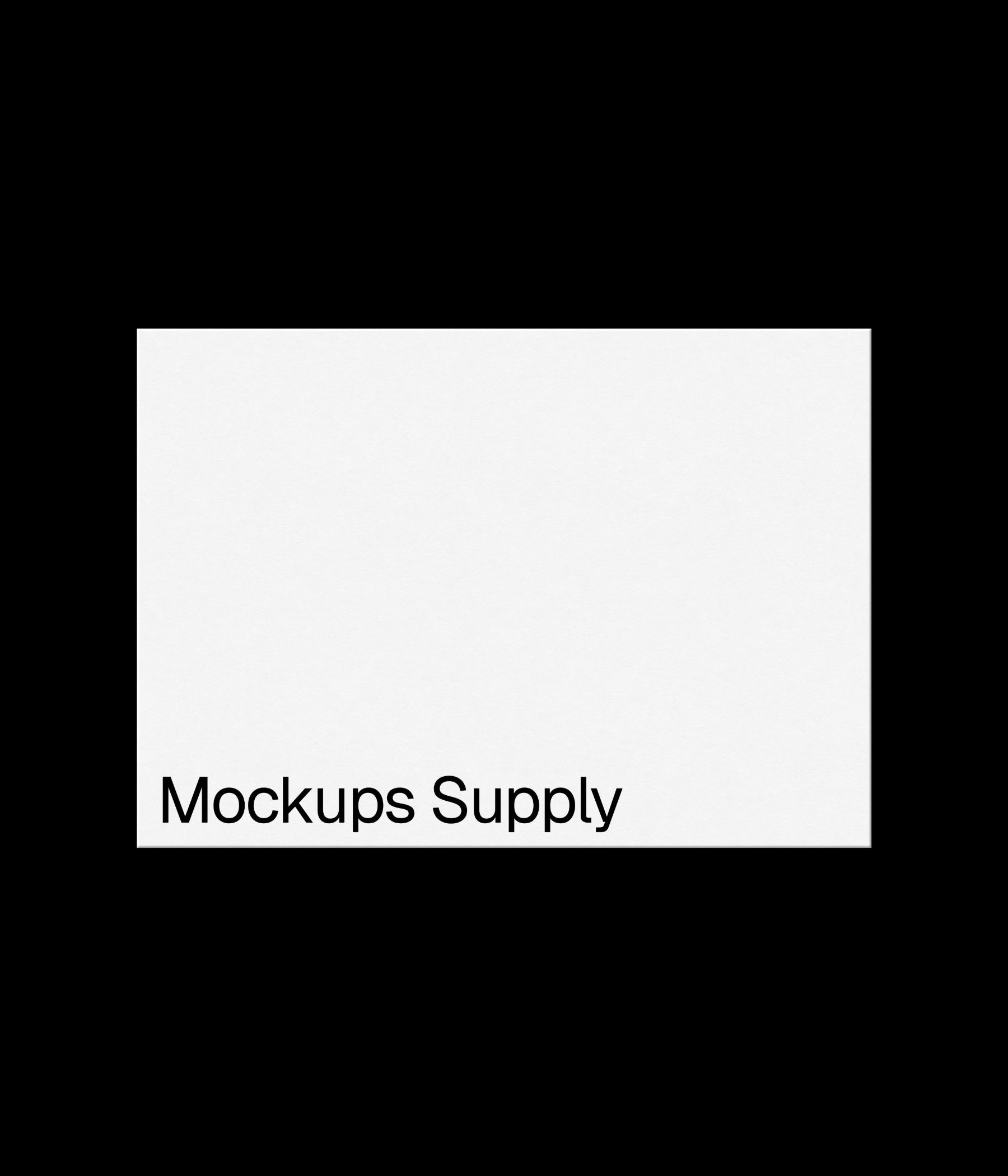 A4 paper mockup landscape for Photoshop with debossed text effect, white paper on black background, clean minimal stationery and print branding presentation