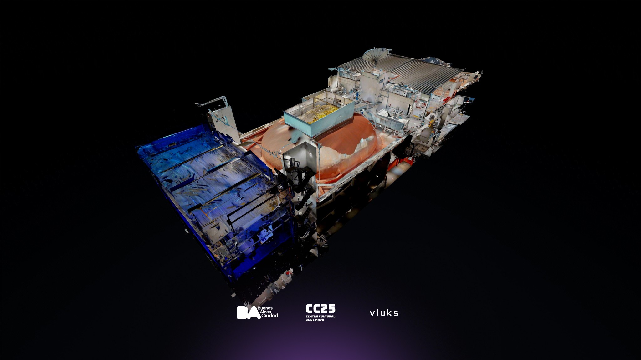 Hero image featuring a greyscaled communication platform on an abstract background.