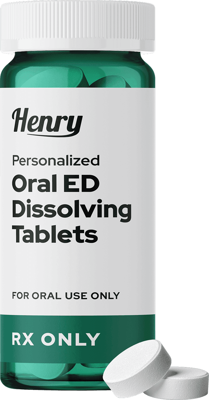 A bottle of oral ED dissolving tablets.