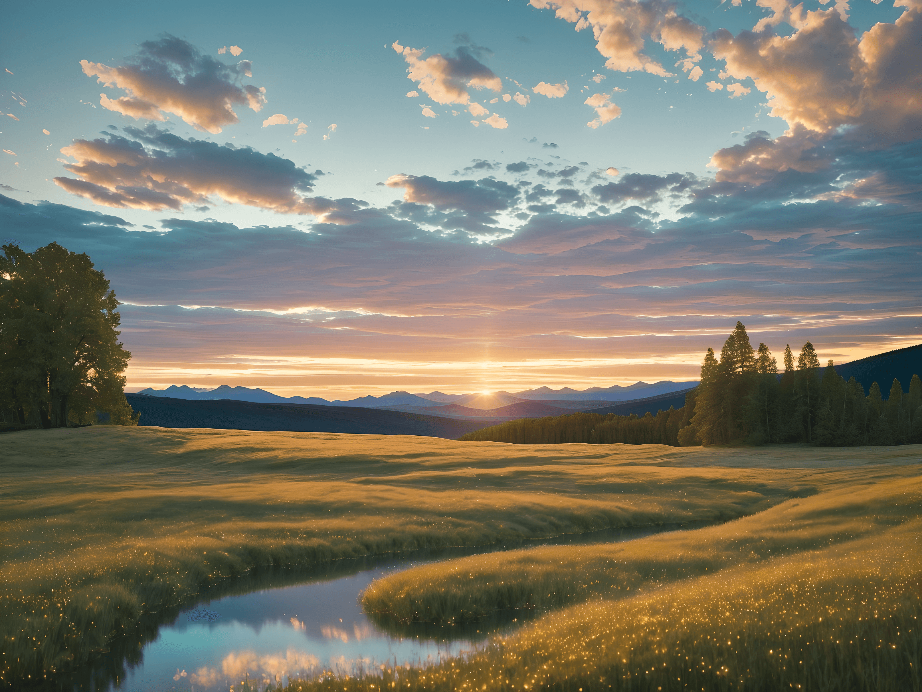 Summer landscape under the midnight sun