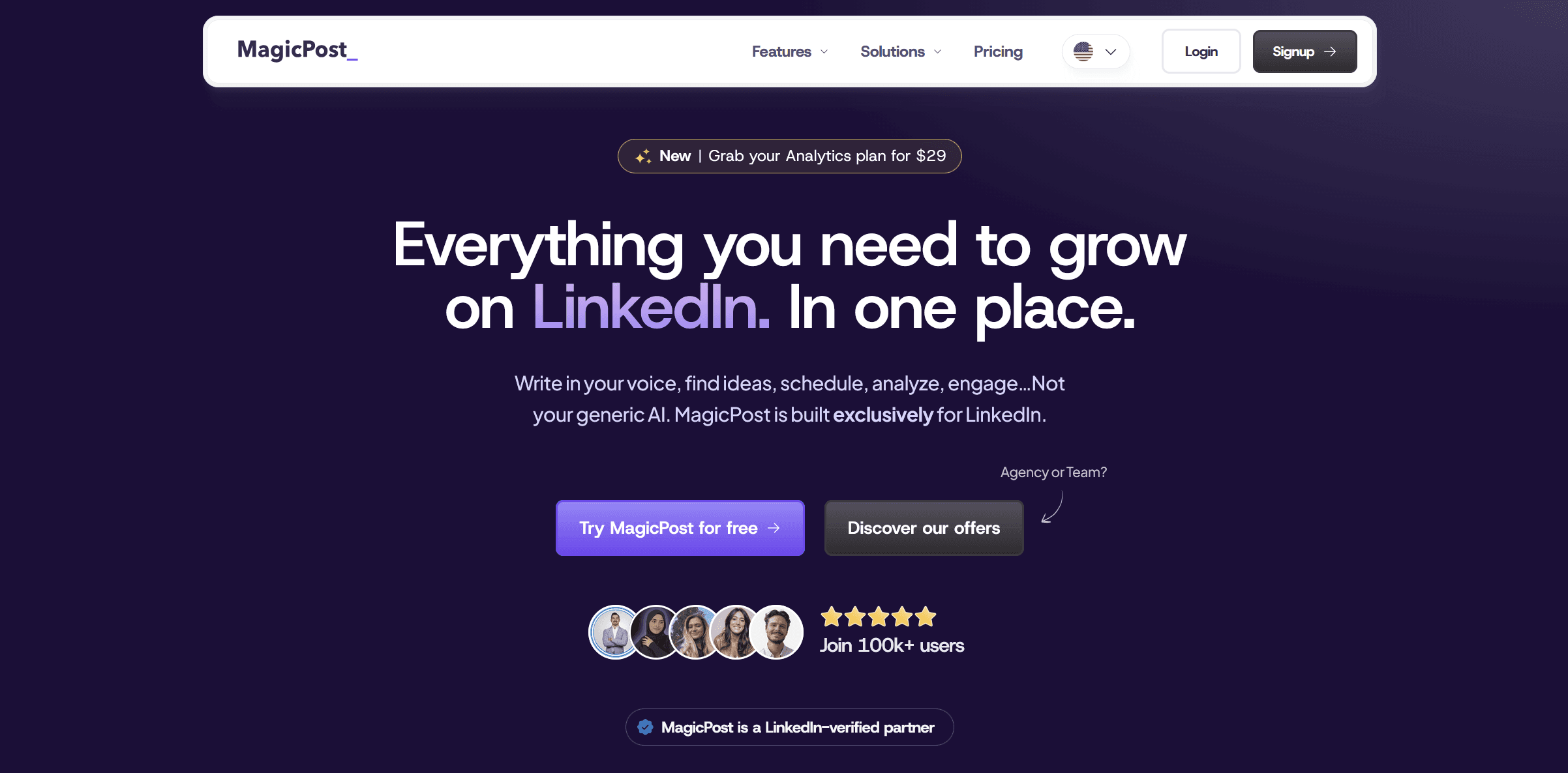 MagicPost's landing page