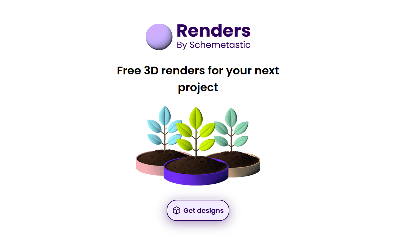 UI of Schemetastic Renders which shows 3D plants in different colors