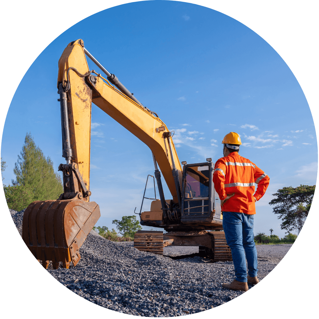 Man looking towards digger