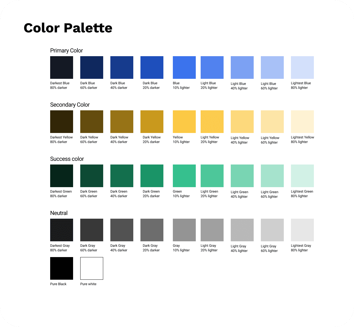 Color palette reference for the site.