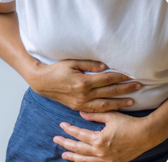 Imagen intestino mostrando microbiota desequilibrada.