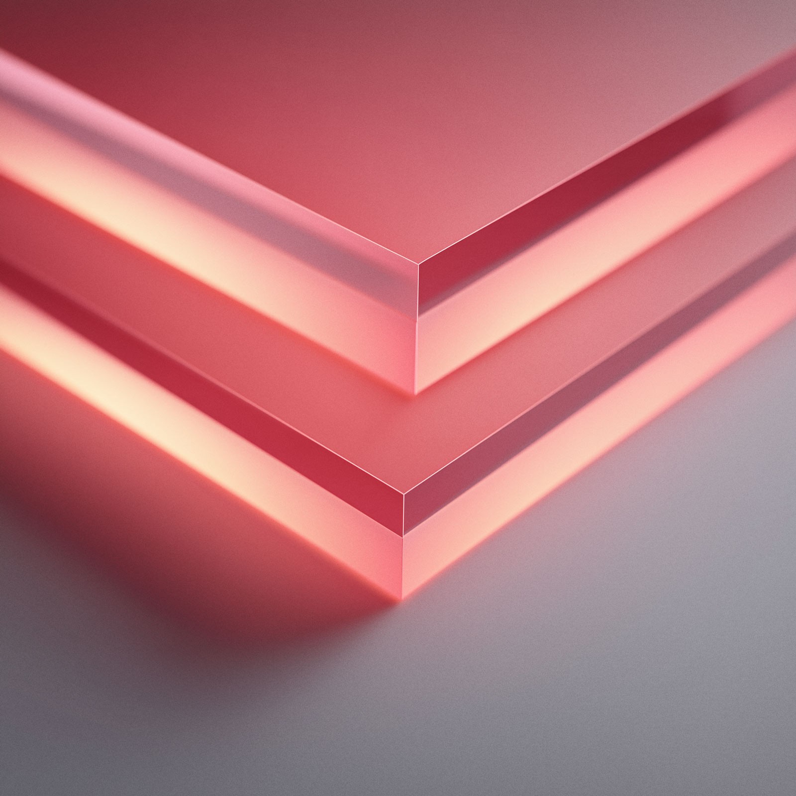 Layered chevron shapes in coral red gradient