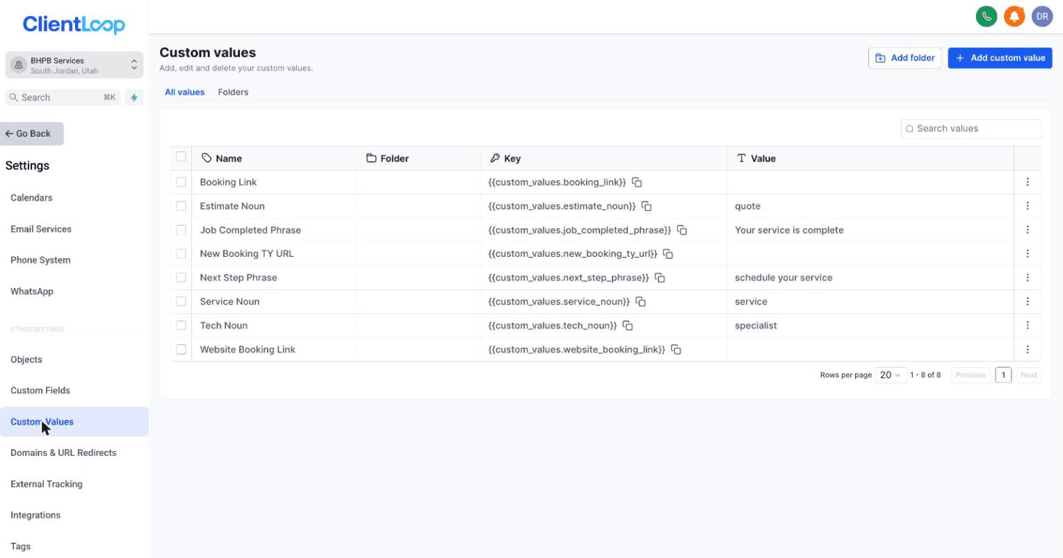 The wording settings that personalise every message your CRM sends