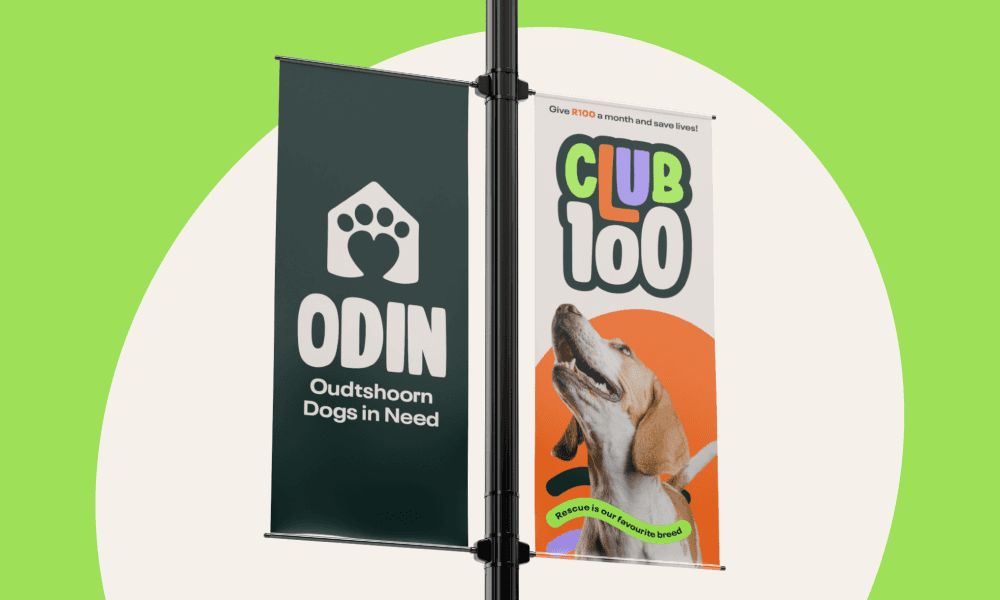 Banner designs on a pole.