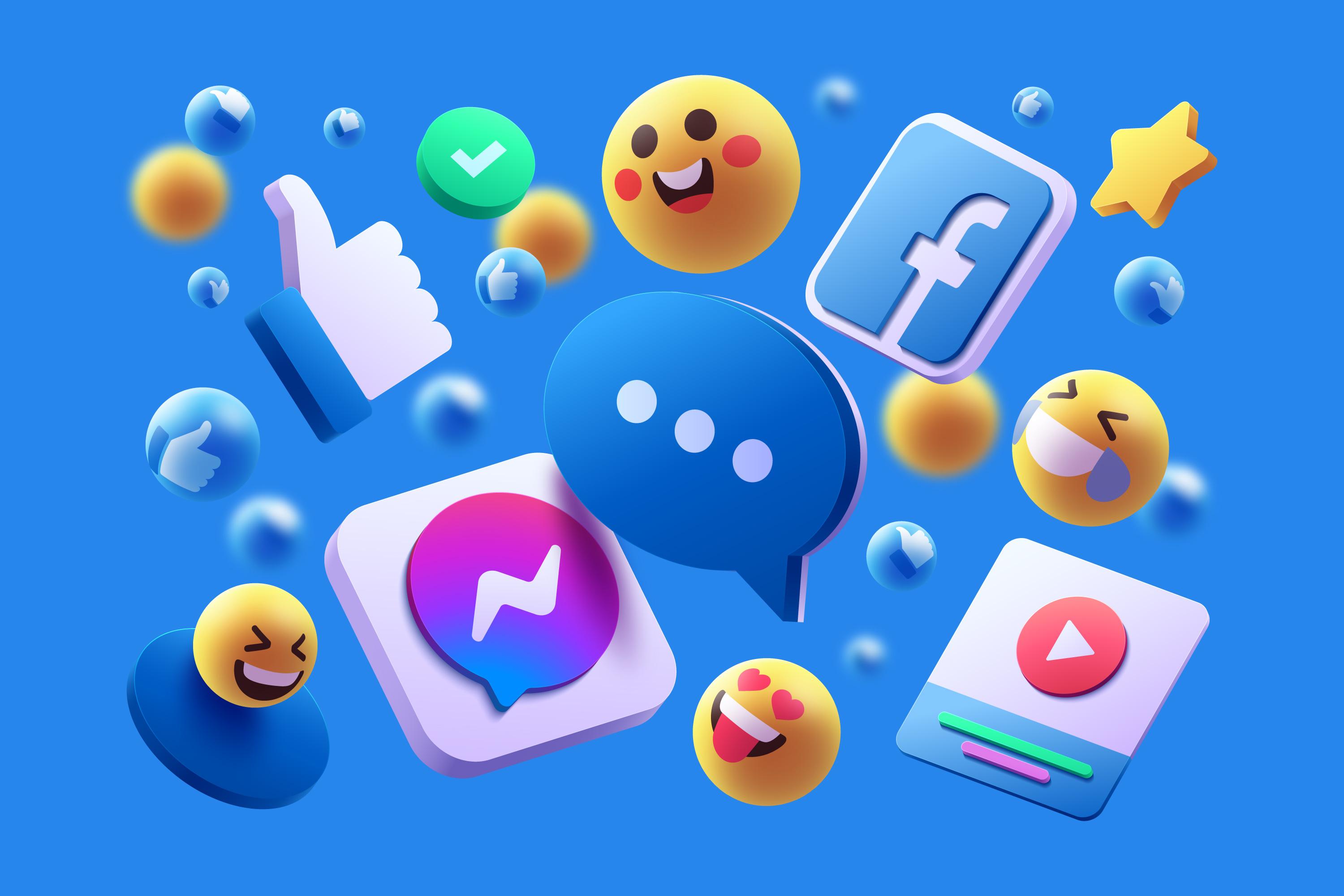  A collection of social media icons and emoticons representing various online communication platforms and expressions.