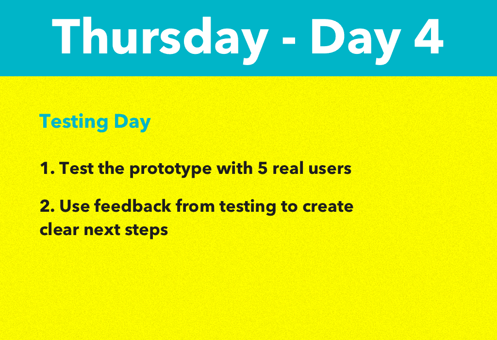 Design Sprint 2.0 Day 4 Thursday