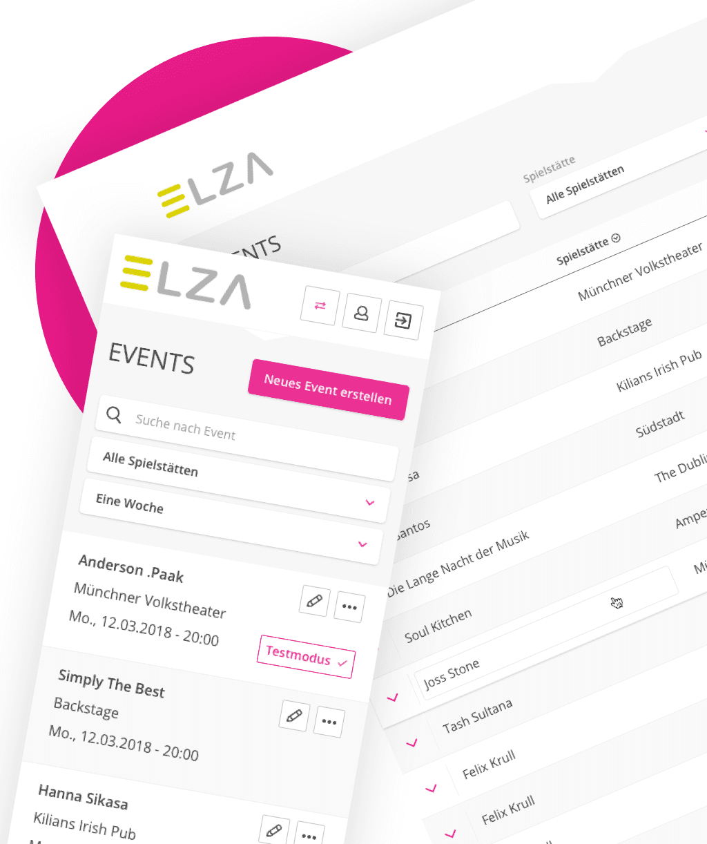 Web Interface zur Pflege neuer oder bestehender Veranstaltungen