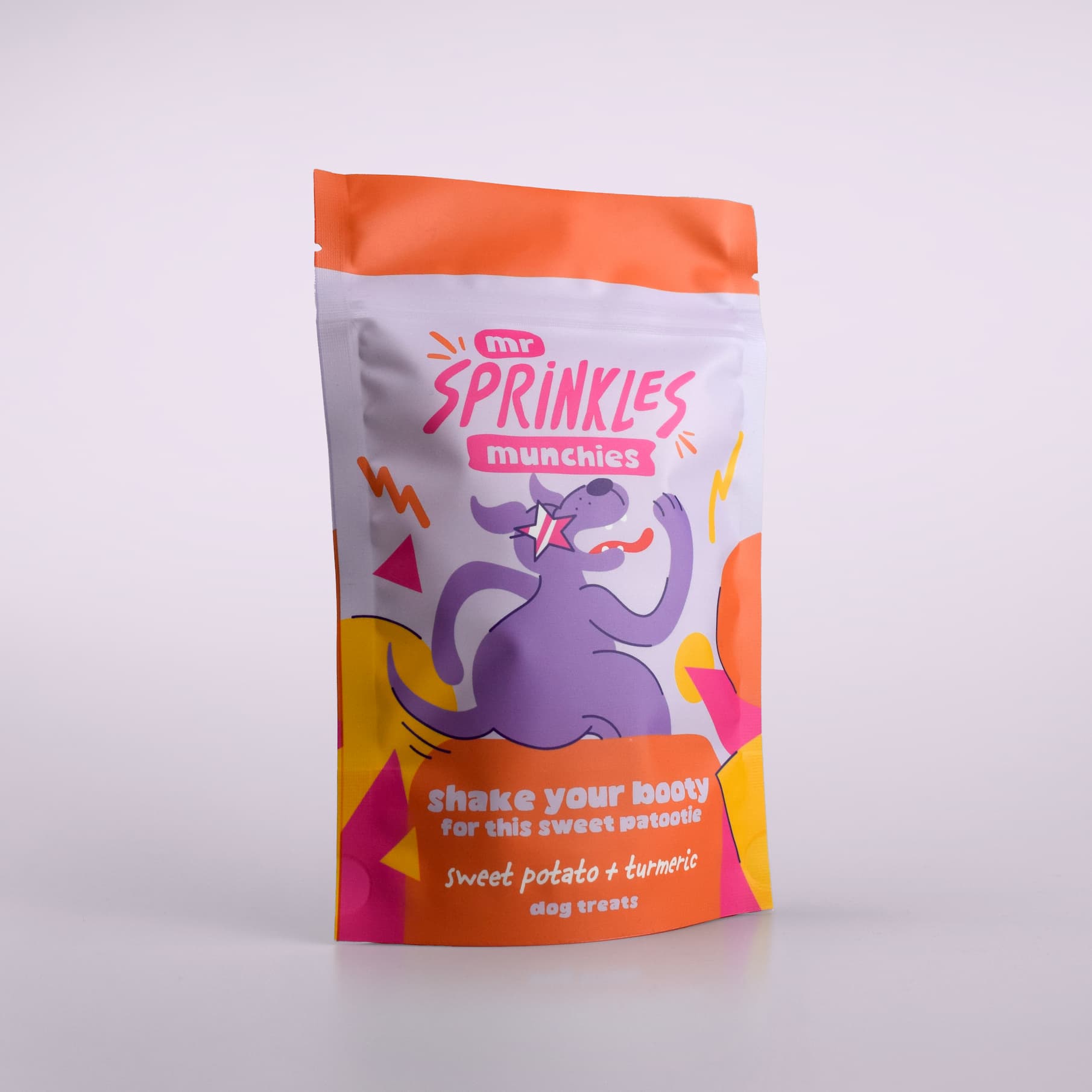 Photo shot of packaging - sweet potato & turmeric dog treats