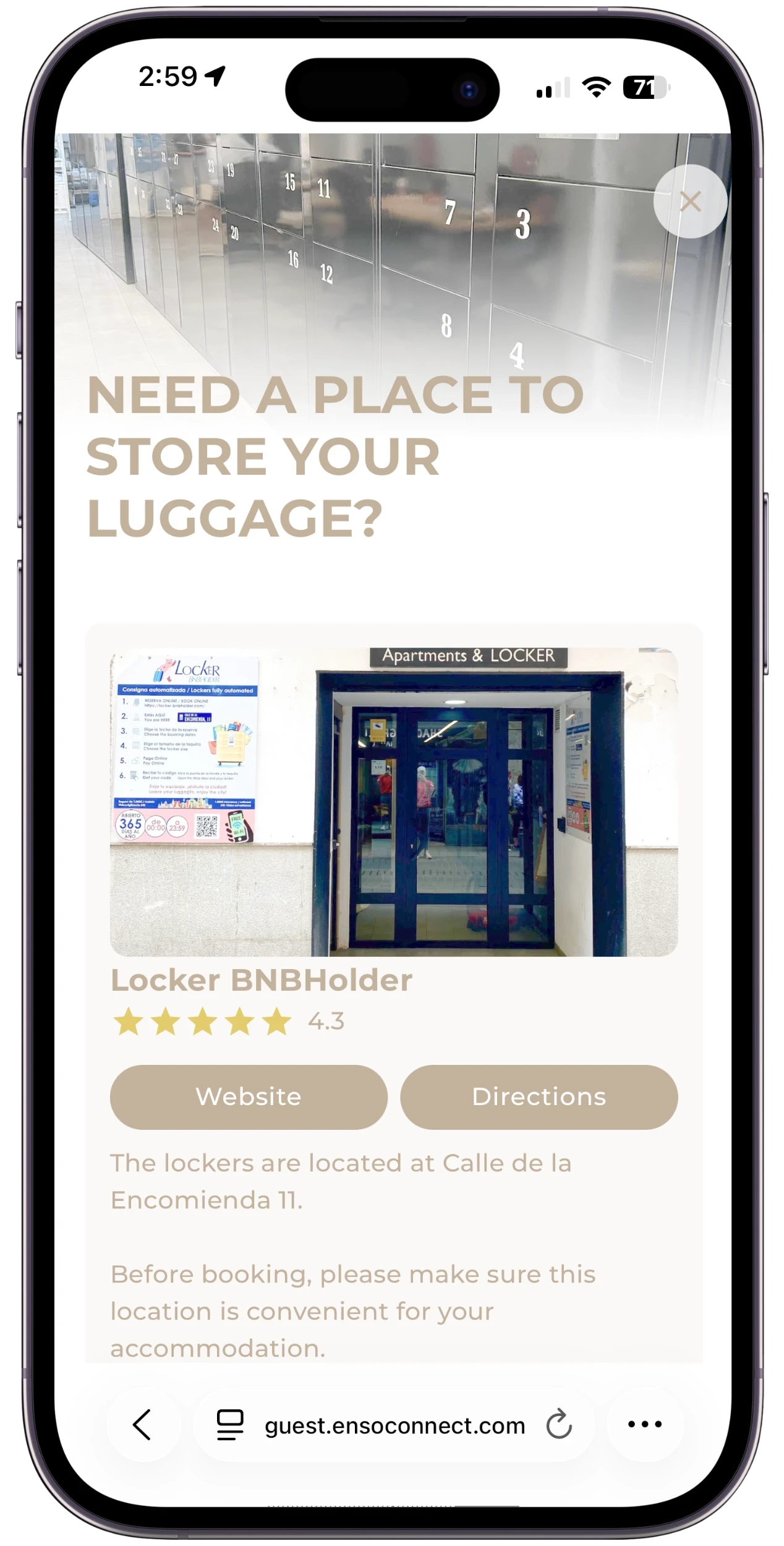 Waou Rentals Boarding Pass Guide Screen