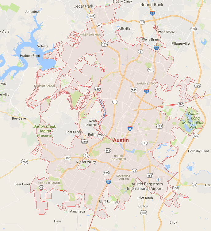 Map of Austin, TX