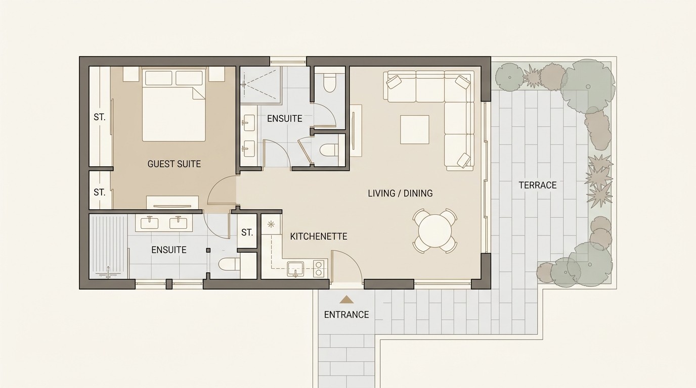 beige wooden house layout