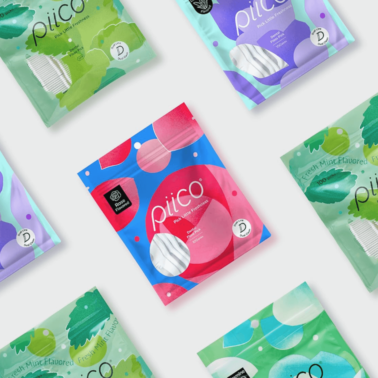 piico 成人牙線棒盒裝與隨身包包裝設計