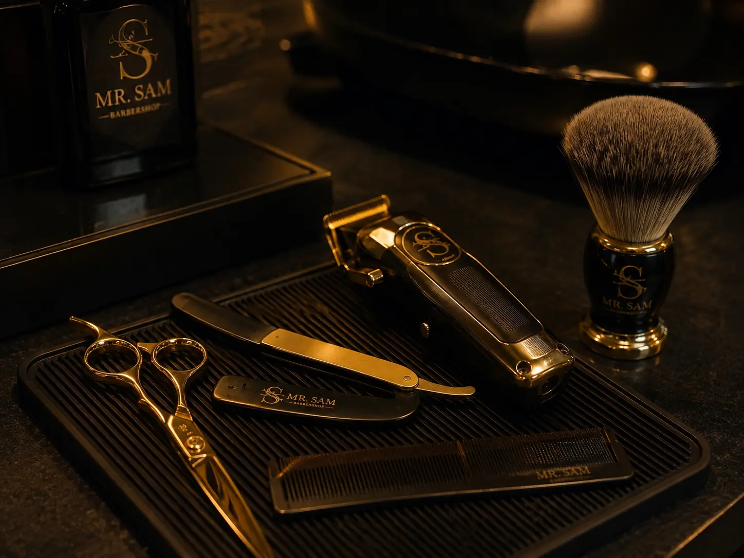 Barber attending client