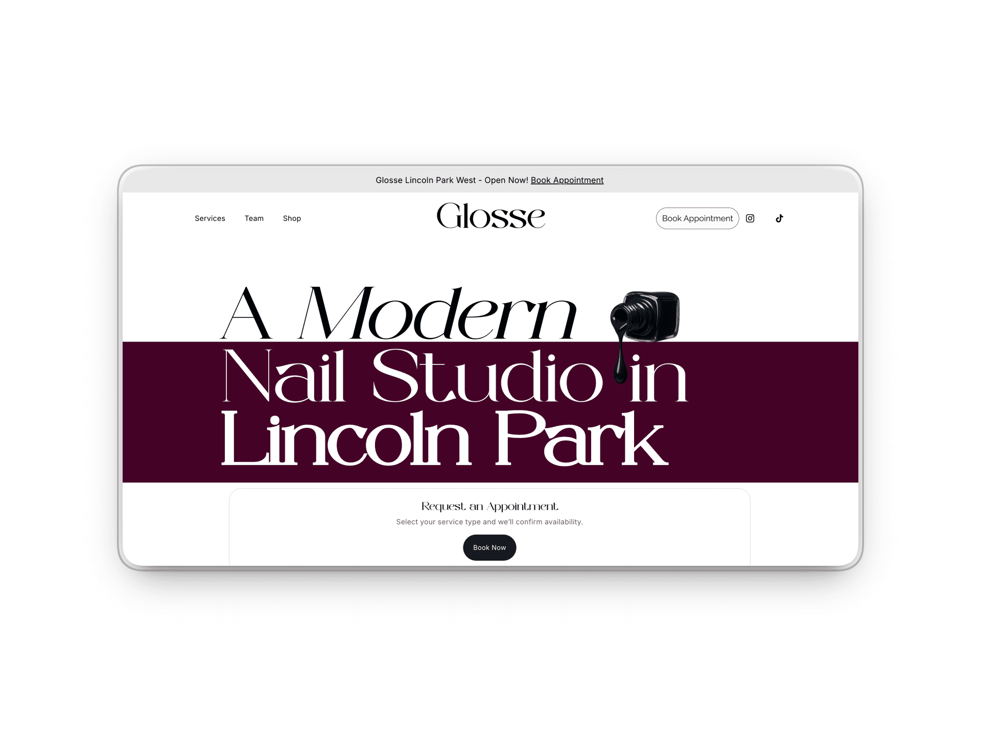 Upscale nail salon branding and digital presence for aesthetic studios.