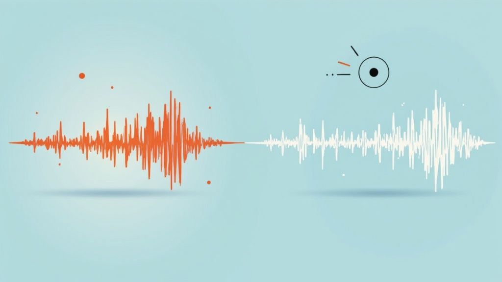 A futuristic graphic showing neural network connections, symbolizing the power of AI in transcription technology.