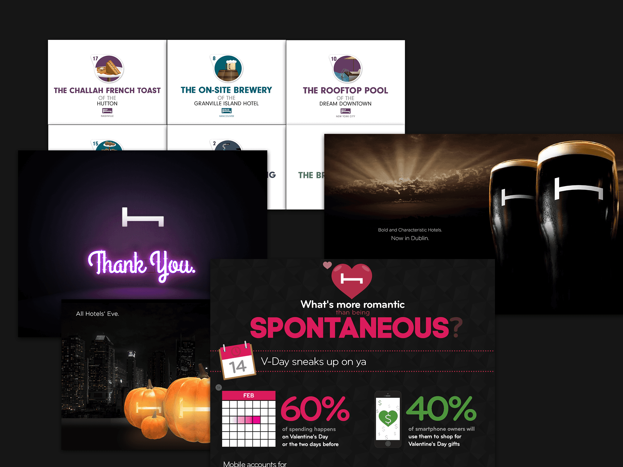 Various iterations of HotelTonight's mobile UI