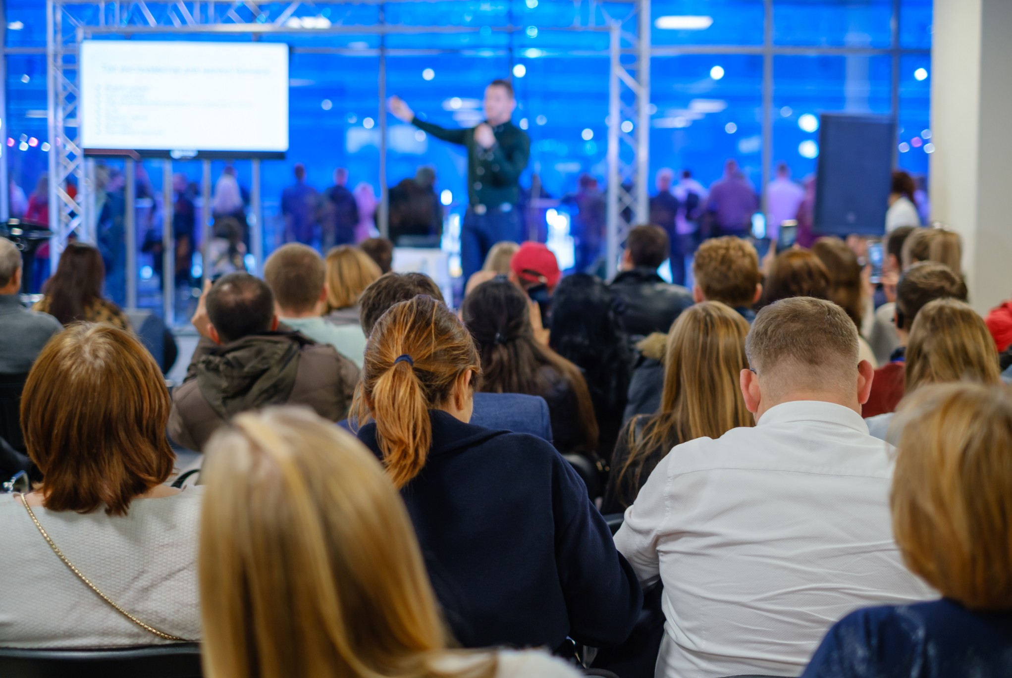 Audience attending a speaker session at healthcare conferences, showcasing knowledge sharing and professional networking opportunities.