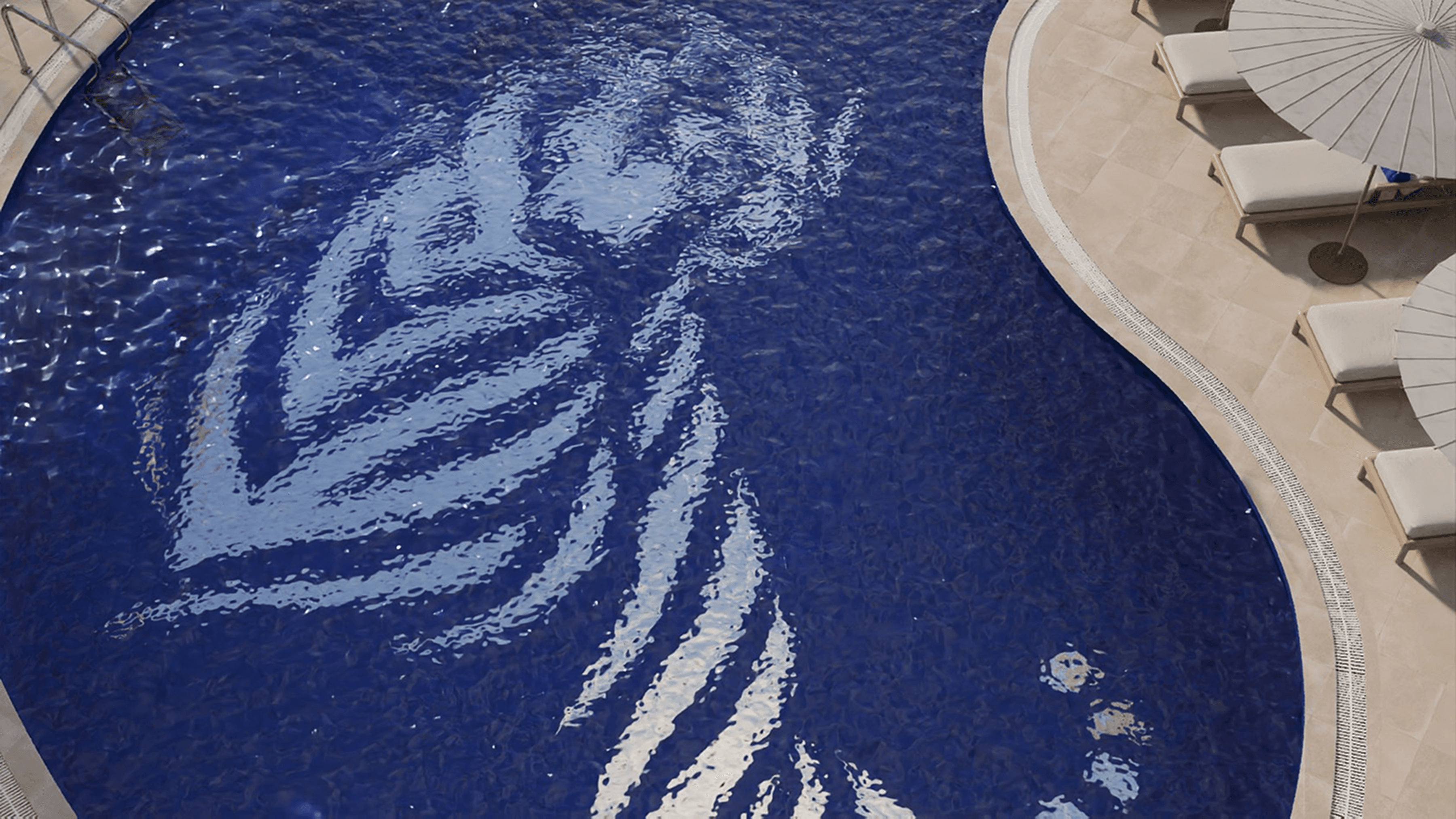 Tiger branding visual created by our team with logo and pattern placement at the bottom of a pool