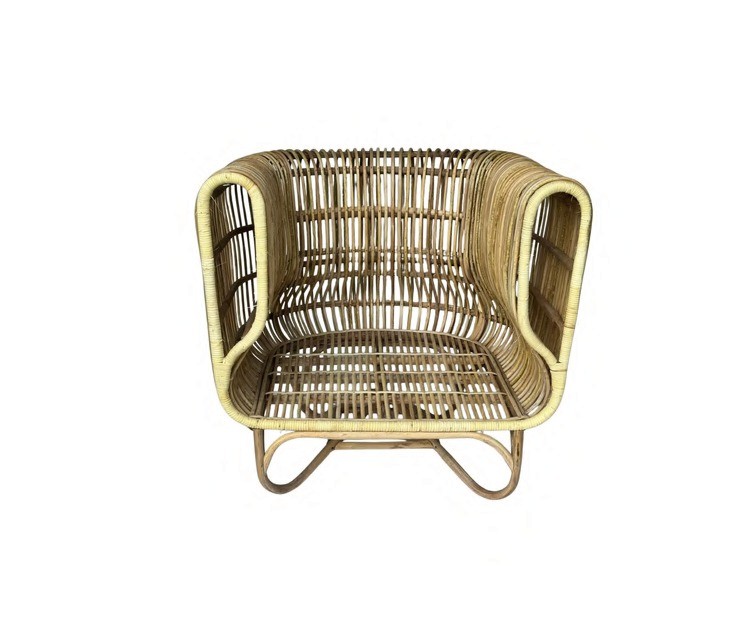 Handcrafted cane lounge chair for indoor seating