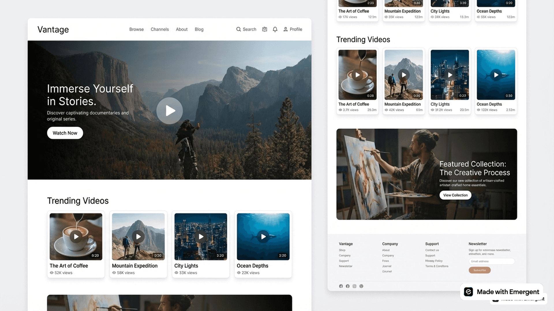 Video Website Made with Emergent