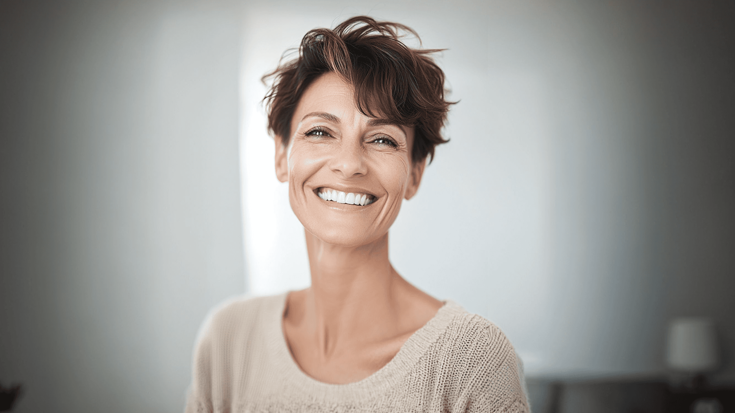 Illustration of a joyful woman who has been healed from hemorrhoids.