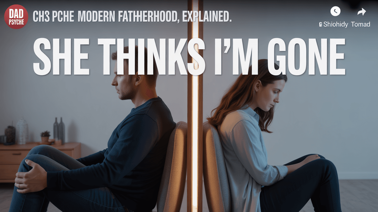 Man and woman sitting apart under She Thinks I'm Gone headline