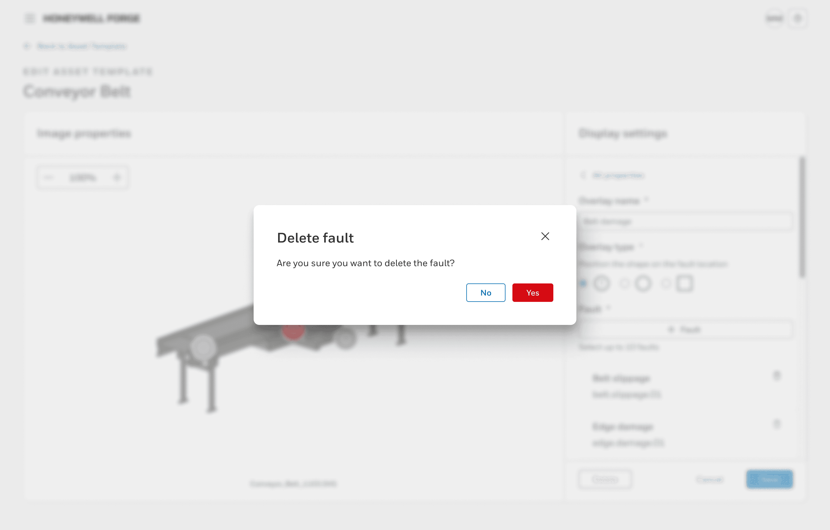 A deletion confirmation modal on top of the image properties page