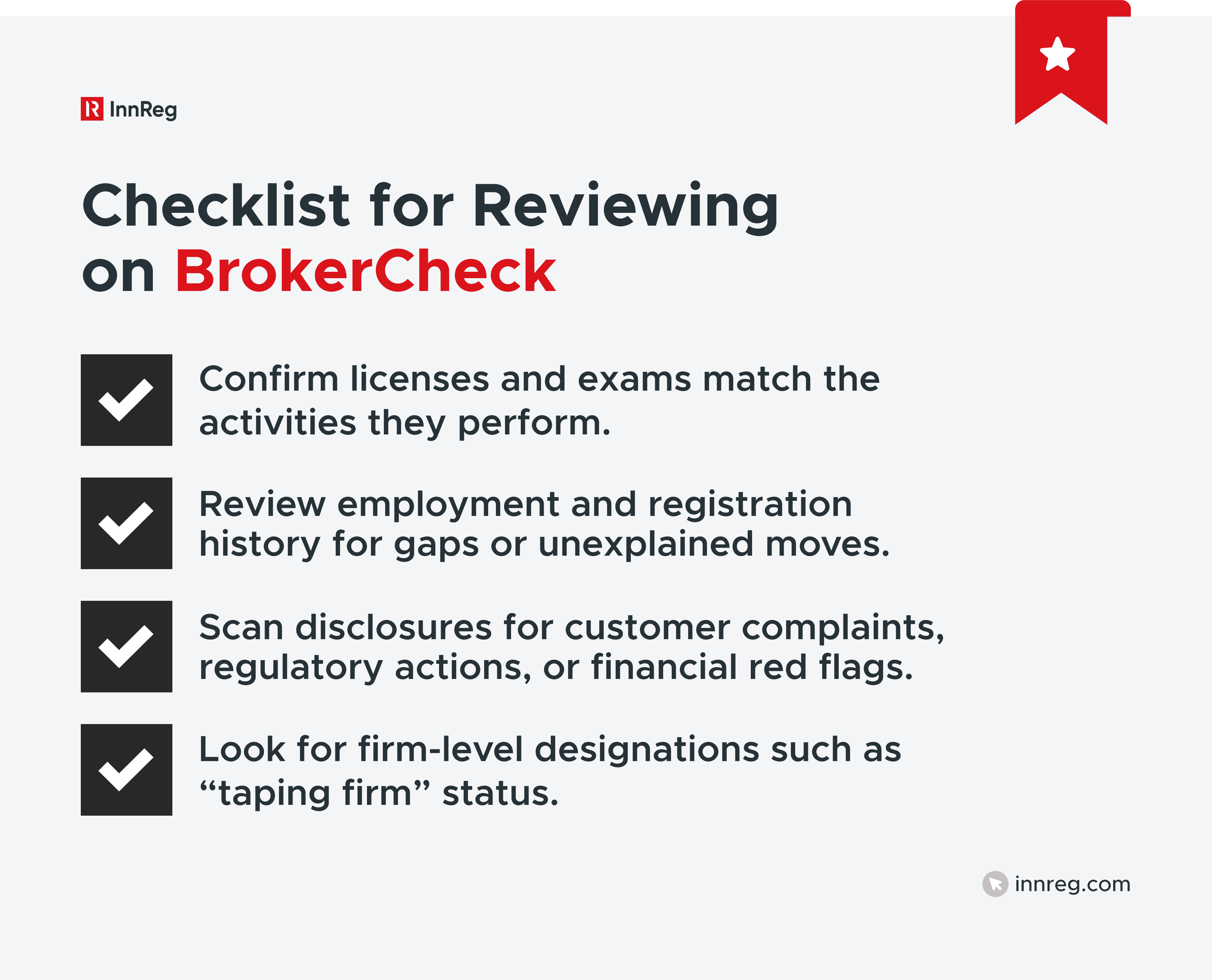 Checklist for Reviewing on FINRA BrokerCheck