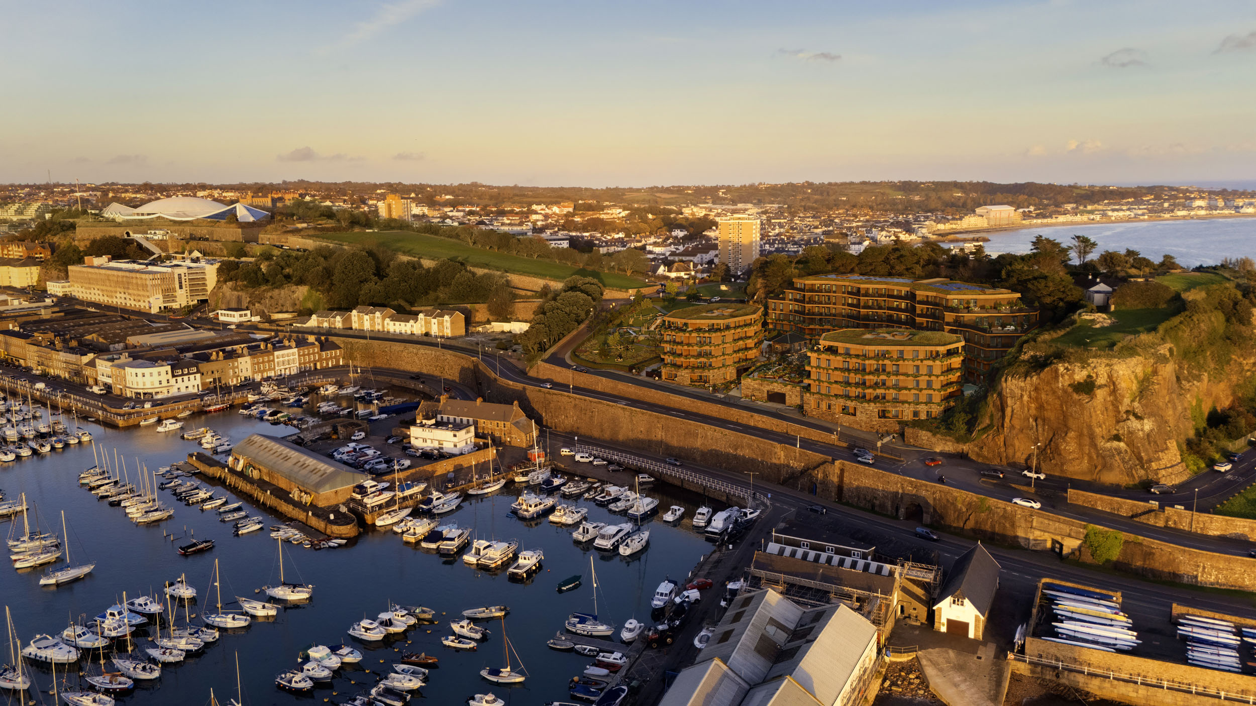 Architectural CGI visualising harbour development.