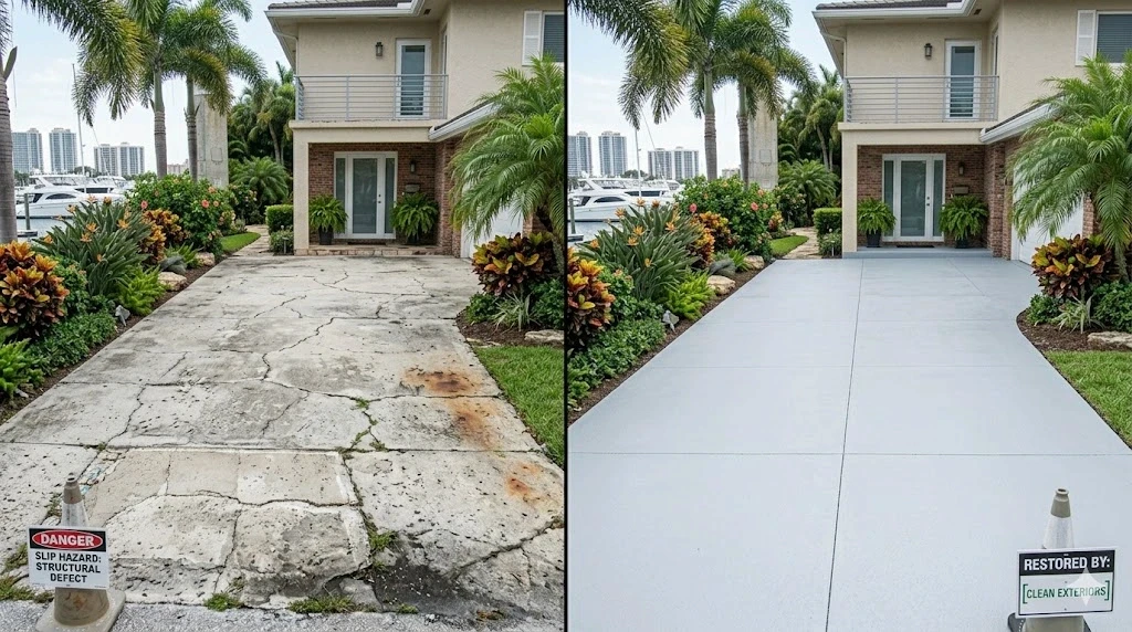 Concrete driveway repair and decorative resurfacing in Fort Lauderdale — Planet Construction FL